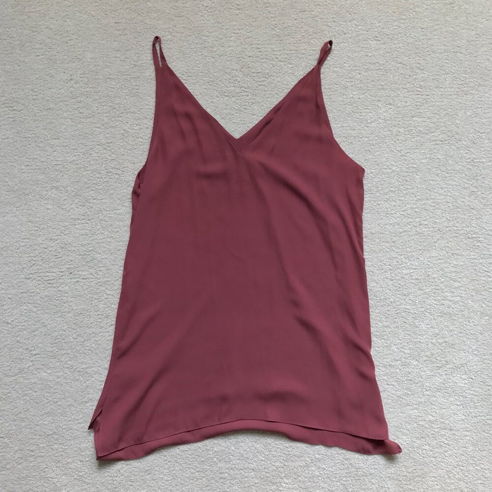 WHITE HOUSE BLACK MARKET V-NECK OVERLAY POLYESTER TANK TOP ORANGE